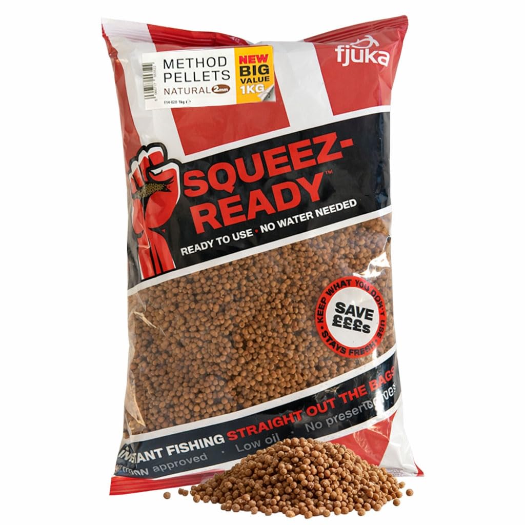 Fjuka Natural Squeez-Ready Method Pellet 1kg | Ready-prepped 2mms | Carp, F1s, tench, bream