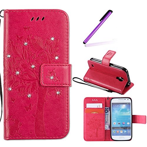 Funda Emaxelers con tapa para Samsung Galaxy S4 Mini, de silicona y piel sintética, tipo cartera, con función de atril, varios diseños