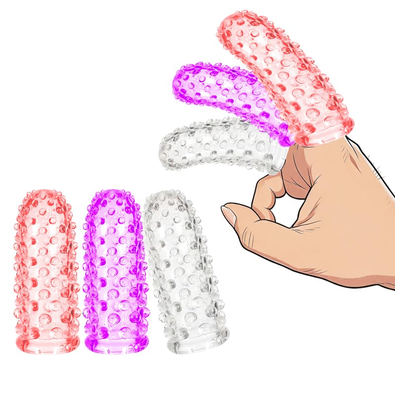 3Pcs Sex Toys Finger Condom Adult Toys Finger Sleeve Female Condoms Clitoral G-Spot Stimulator Anal Toys Juguetes Sexuales Finger Vibrator Finger Massager Couples Sex Toys