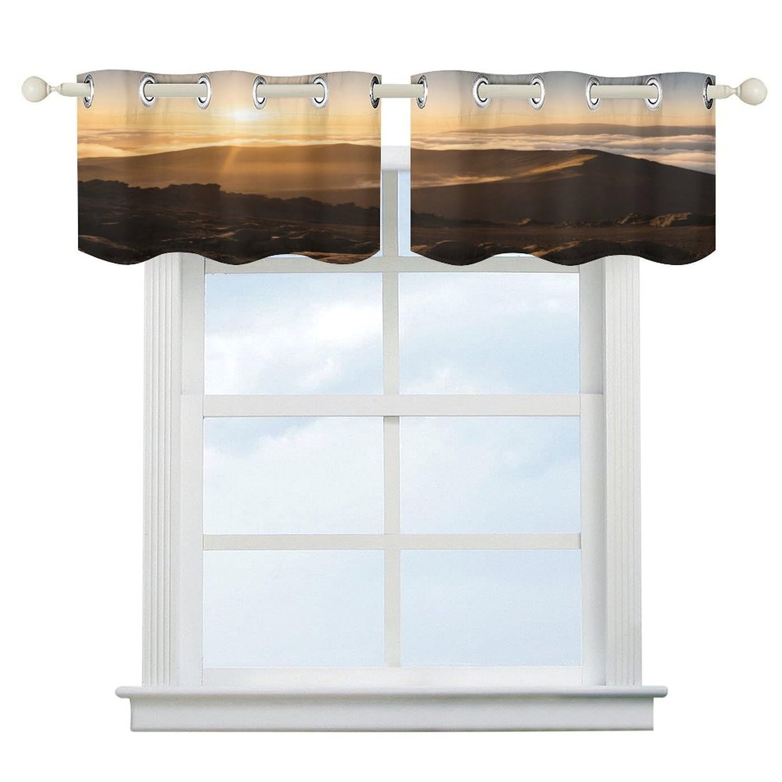 Fekiloot Style Haleakala Volcano Short Curtains Valance Curtain