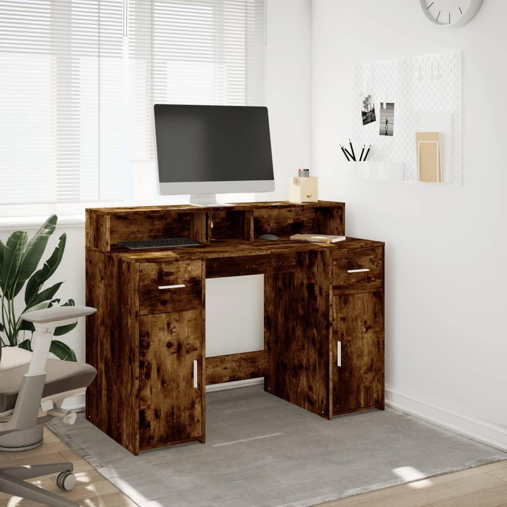 Homgoday Scrivania a LED per computer, ufficio, ufficio, ufficio, soggiorno, studio, incenso, 120 x 55 x 91 cm, materiale in legno