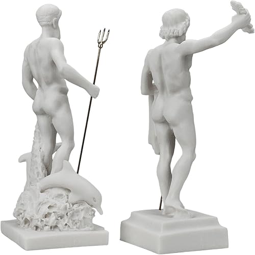 Miniatura 6 de Set Dioses Zeus y Poseidón estatua de mármol fundido griego figura escultura decoración