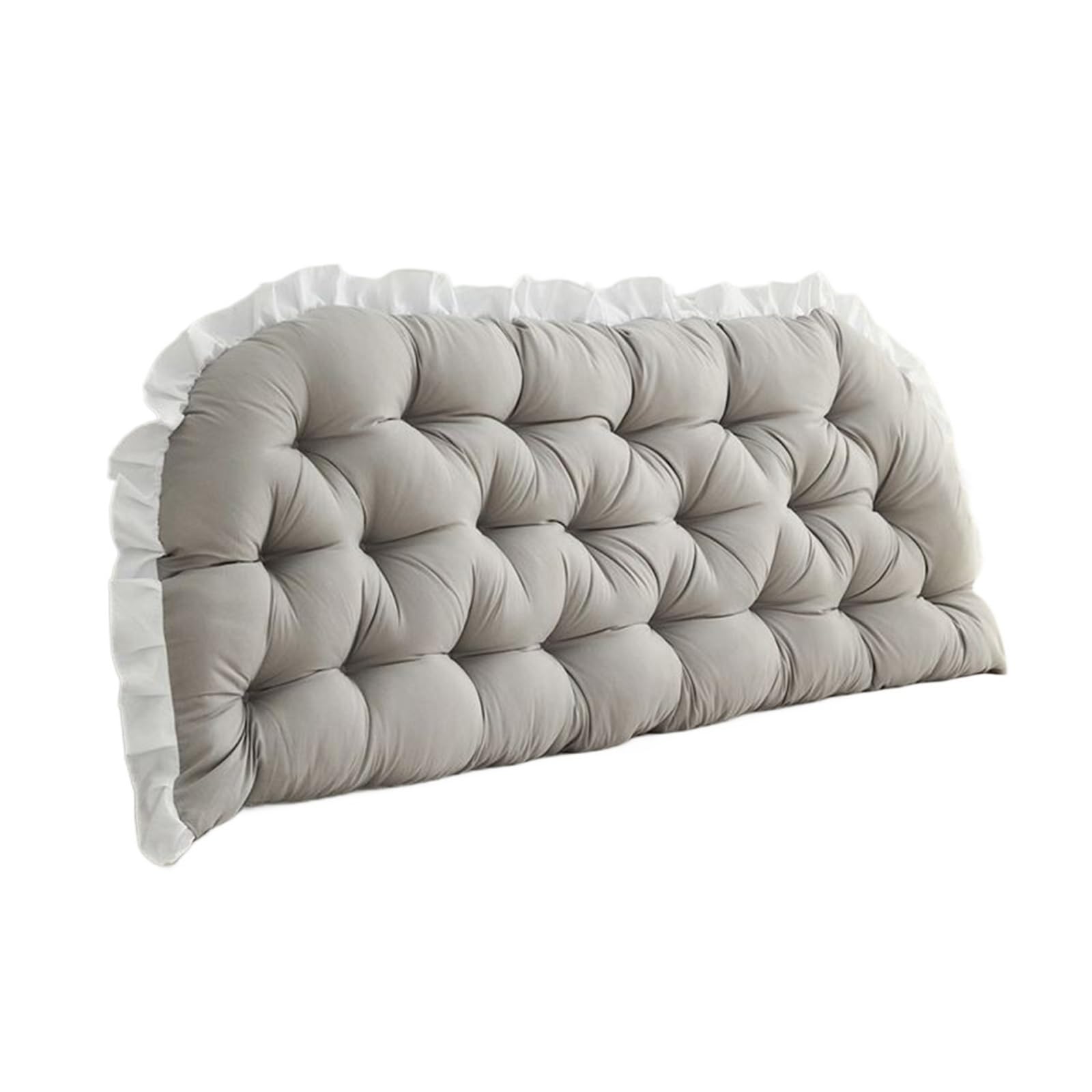 LPATEBCVU Ruffle Bed Backrest Student Dormitory Tatami Plush Cushion Soft Lace Headboard Neck Stuffed Pillow Body Bedside Back Bed Large Backrest(Grey,120X50CM)