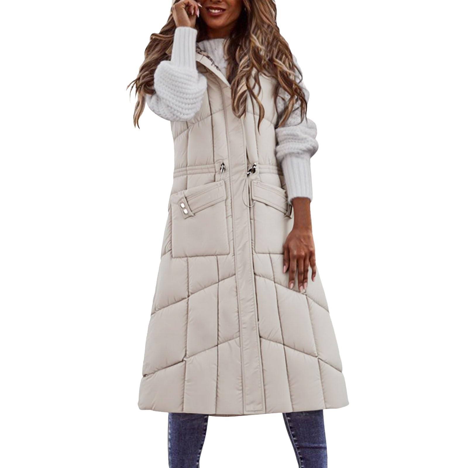 Genérico Plumas Corto Mujer,Abrigo De PlumóN Reversible Sin Mangas Largo Para Mujer Chaqueta Acolchada CáLida De Talla Grande Para Invierno