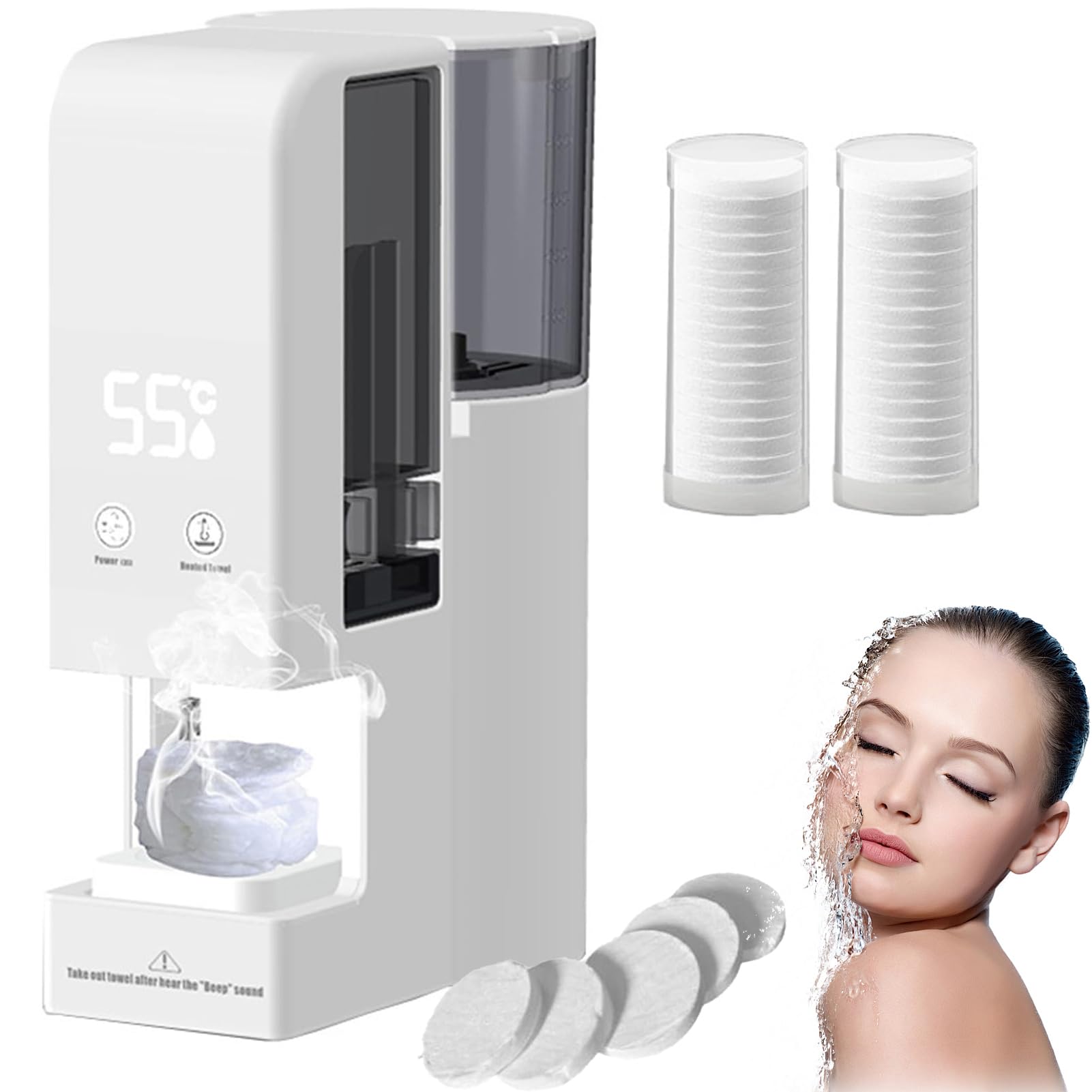 Automatischer Handtuchwärmer, 5 Sekunden, schnelle Heizung, 55 °C konstante Temperatur, 500 ml Tank, intelligent, tragbar für Spa, Salon, Badezimmer