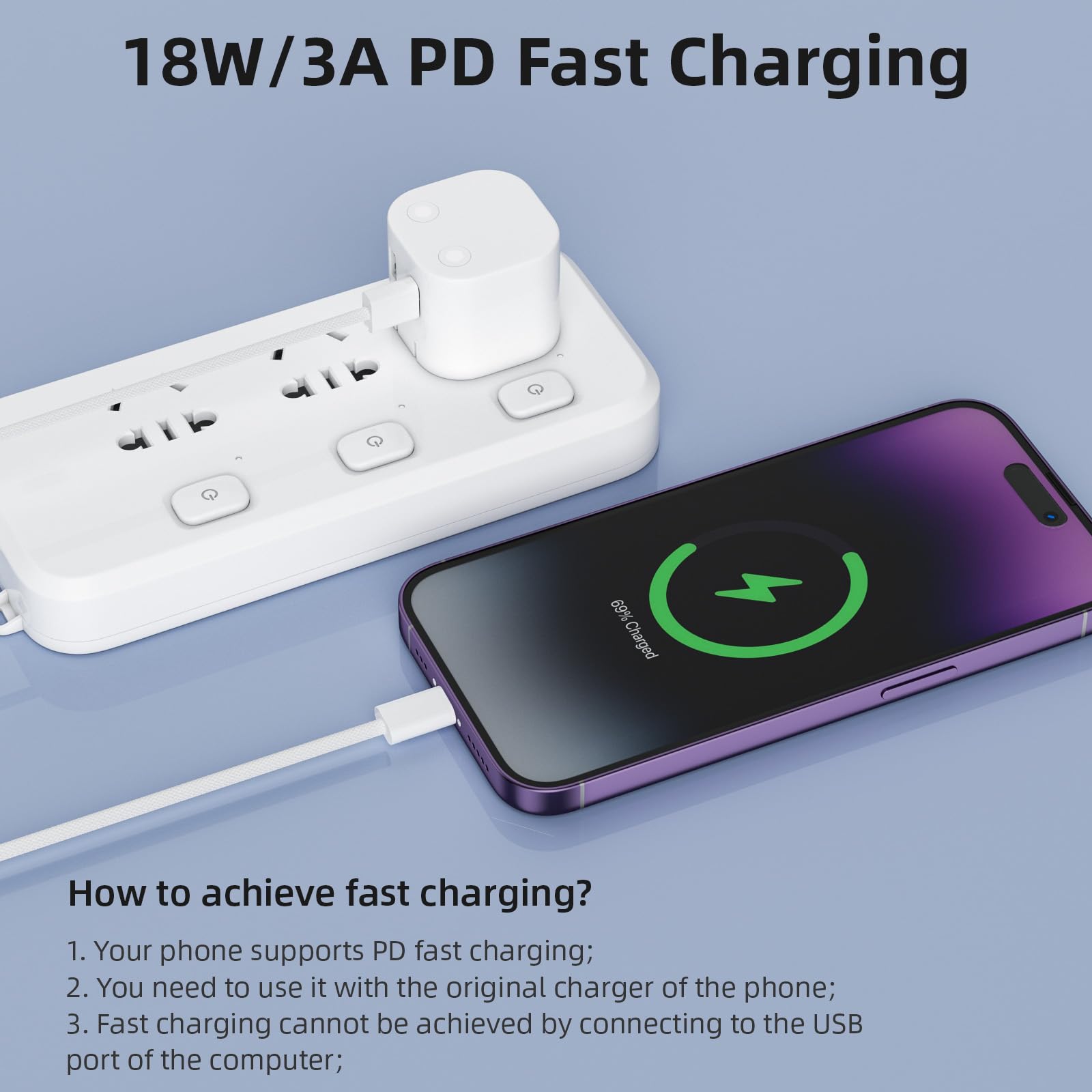 Sideways Phone Charger, Sideways, caricatore per cellulare, ricarica rapida, 240 W, USB C invisibile, cavo da 1,5 m, con supporto per telefono integrato per smartphone, tablet (1 pezzo