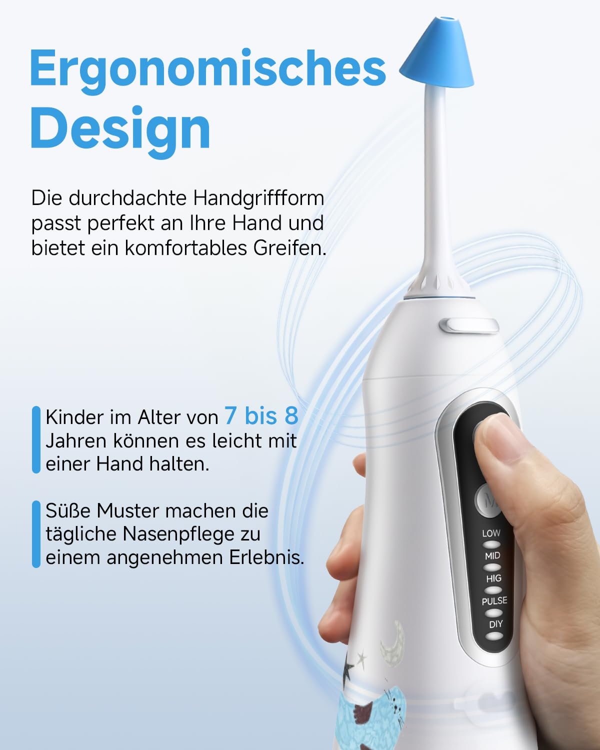 Kabelloser Elektrischer Nasendusche |Für Erwachsene & Kinder | Zur täglichen Nasenpflege bei verstopfter Nase und Nebenhöhlenbeschwerden | Akku-Modell, lange Laufzeit