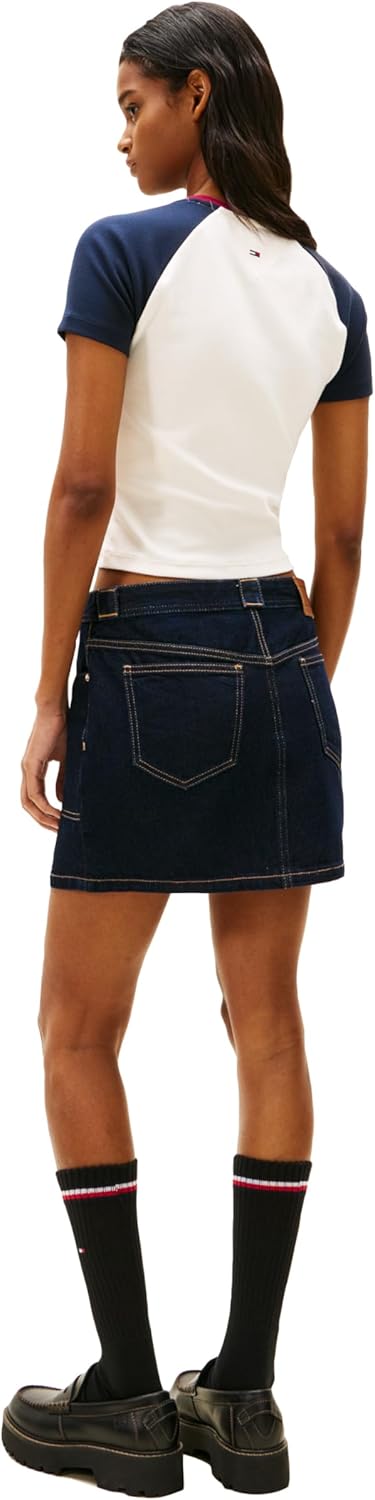 Tommy Jeans Womens Short Sleeve Cotton Graphic T-Shirts with Printed Varsity Logo - Image 4