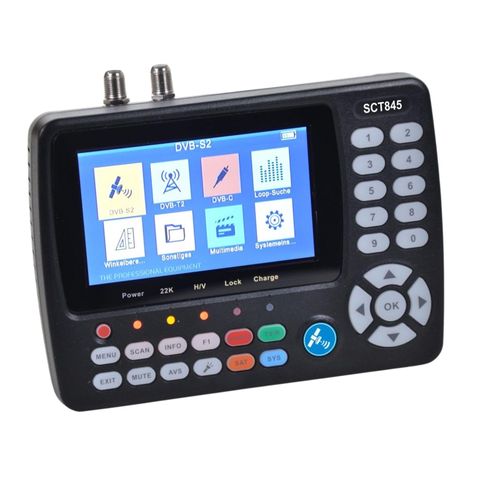 Summit SCT 845 Satelliten Messgerät I Sat Finder für DVB-S/S2, DVB-T/T2 | & DVB-C I Digitales Messgerät mit 4,3" TFT LCD Display I inkl. Steckernetzteil, AV-Kabel