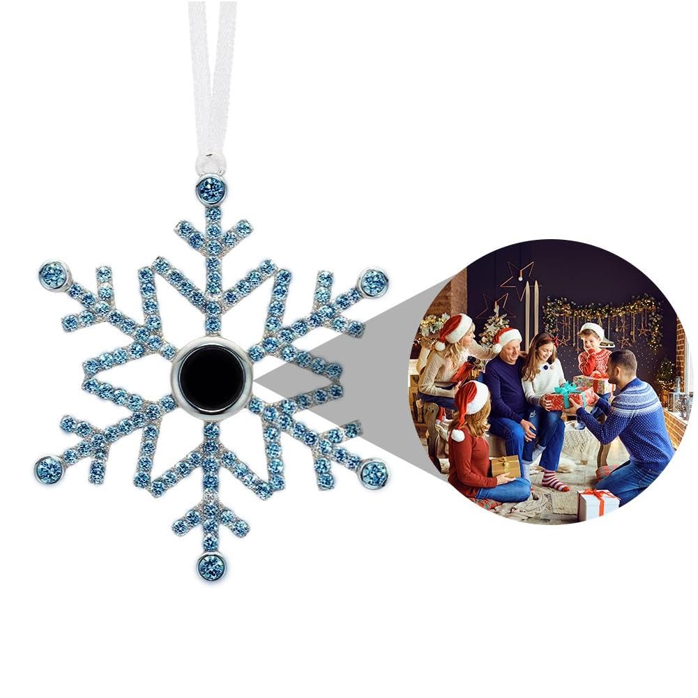 Adorno de foto personalizado para árbol de Navidad, decoración personalizada con imagen en el interior, colgante de proyección de copo de nieve 2024, nueva decoración del hogar para regalos