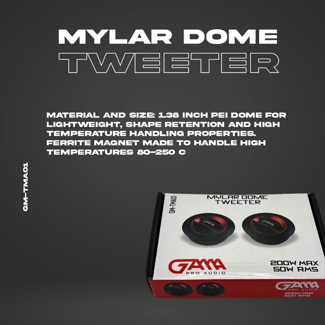 Paquete de 2 altavoces de agudos de mylar domo de 200 vatios máximo Pei Dome con imán de ferrita con bobinas de voz dobles de 4 ohmios, amplificador integrado, color negro