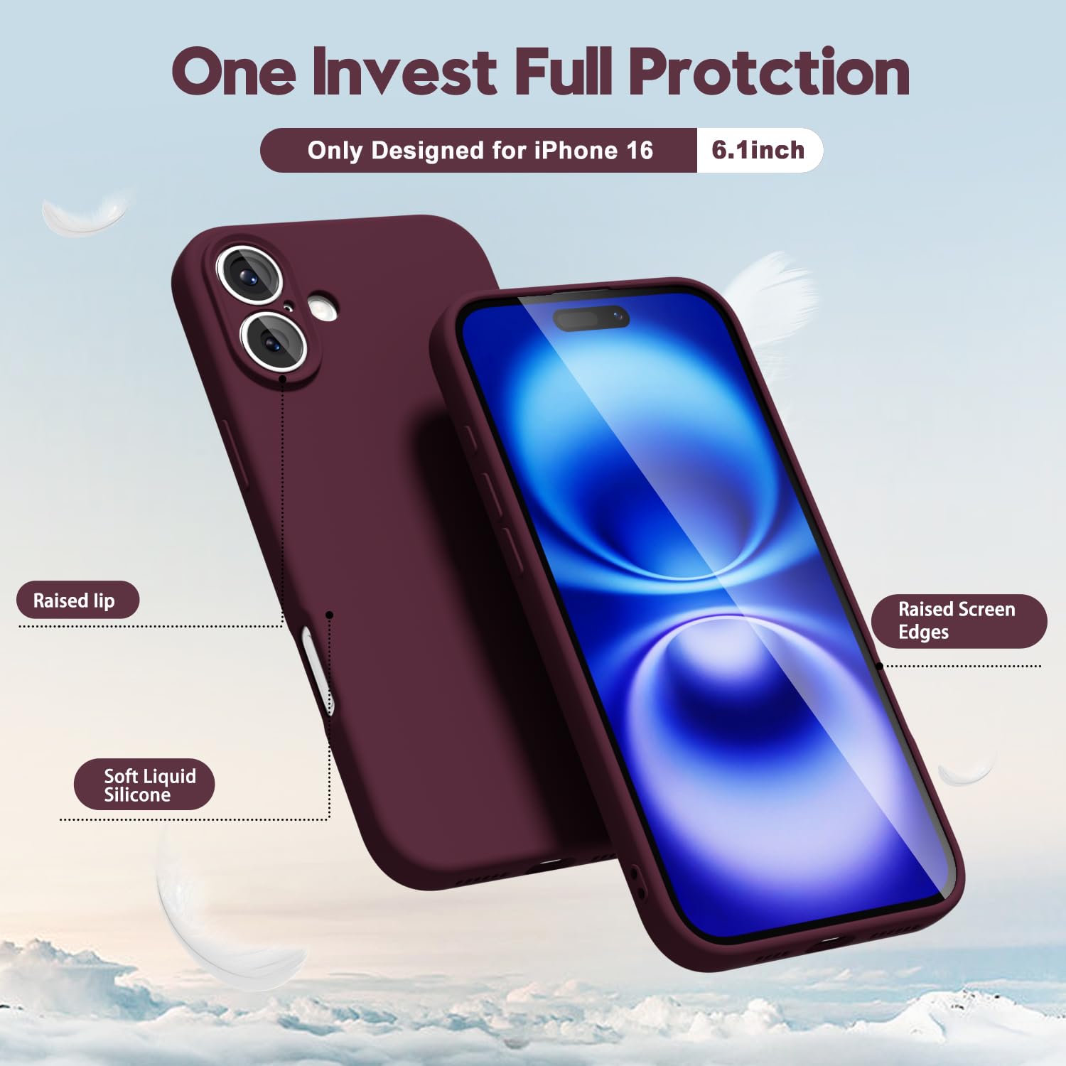 oakxco for iPhone 17 Pro Max Phone Case Liquid Silicone, Cute Thin Slim Grip Soft Rubber Gel for Women Men, Smooth Matte TPU Plain Solid Color Girly Simple Case with Camera Cover, Light Pink — view 1504