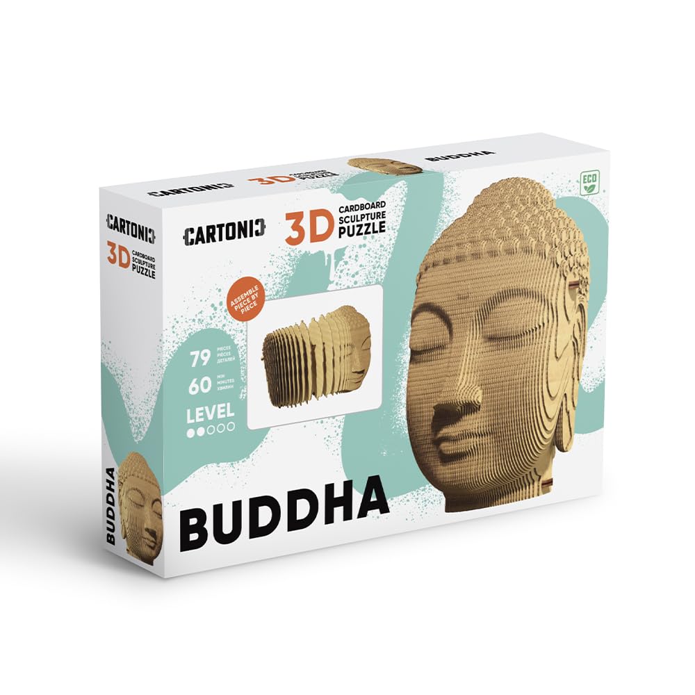 Statua di Buddha Puzzle 3D in Cartone – Modellino da Costruire | 79 Pezzi, 18 × 15 × 11 cm – Kit Scultura Fai da Te da Dipingere, Materiali Riciclati, Ragazzi e Adulti, Idea Regalo