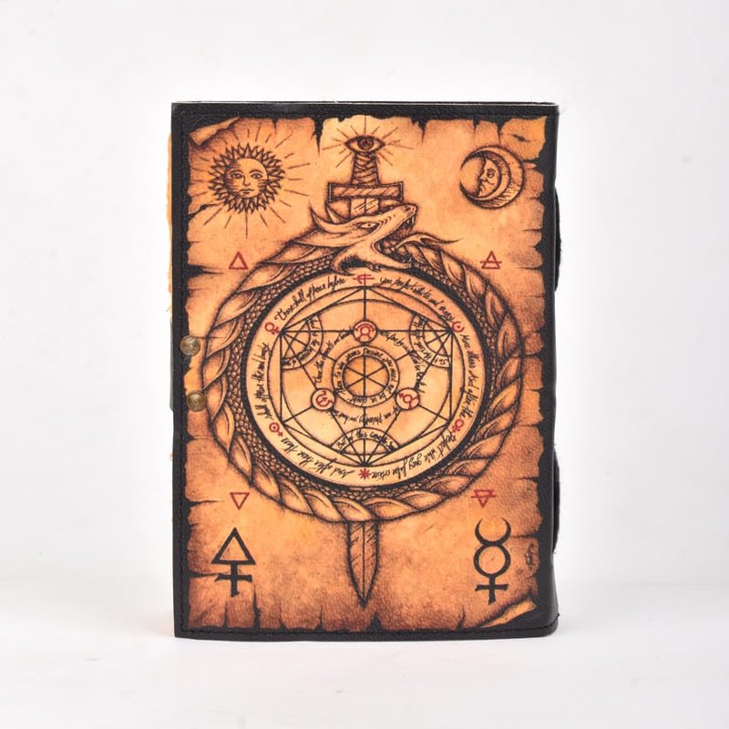 Image of Leather Journal Diary for Women and Men Travel Diary Notebook for Writing With Antique Deckle Edge Paper, Compass Printed 17.78 X 12. 7 CM (A5 Size)