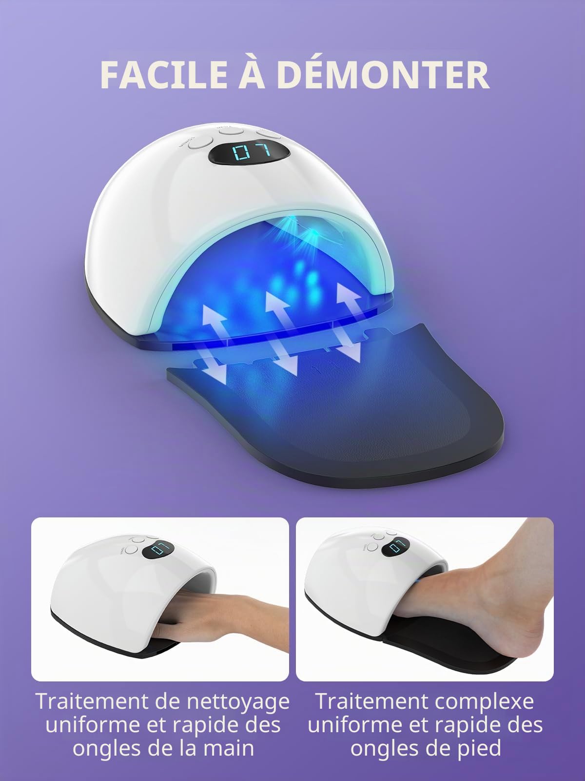 iKeener Appareil laser thérapeutique pour doigts et orteils, sessions 5/7/10 min, nettoyage laser ongles, onychomycose, lumière bleue 30 x 460 nm