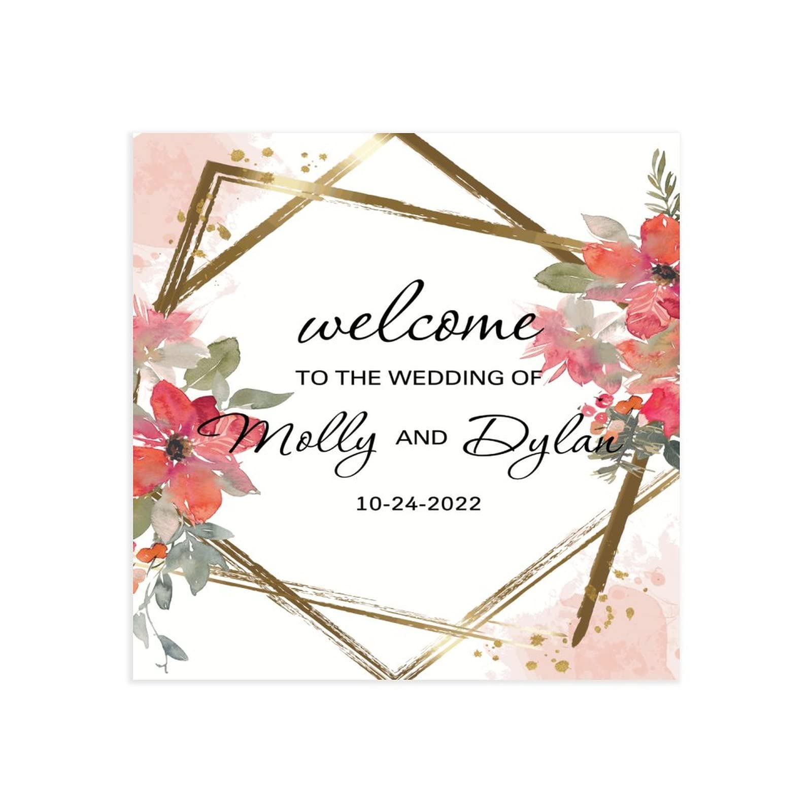 Holzschild mit Aufschrift "Welcome to The Wedding of Sign", Hochzeitsschild, Hochzeitsschild, Hochzeitsschilder, 50,8 x 50,8 cm