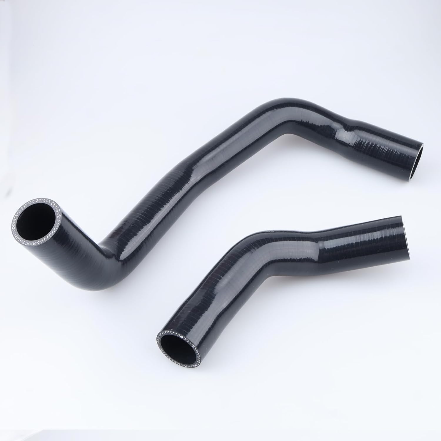 AC PERFORMANCE Silicone Cooling Radiator Hose Kit Compatible with RB26 R32 GTR, Black 2PCS with SS304 Clamp Set