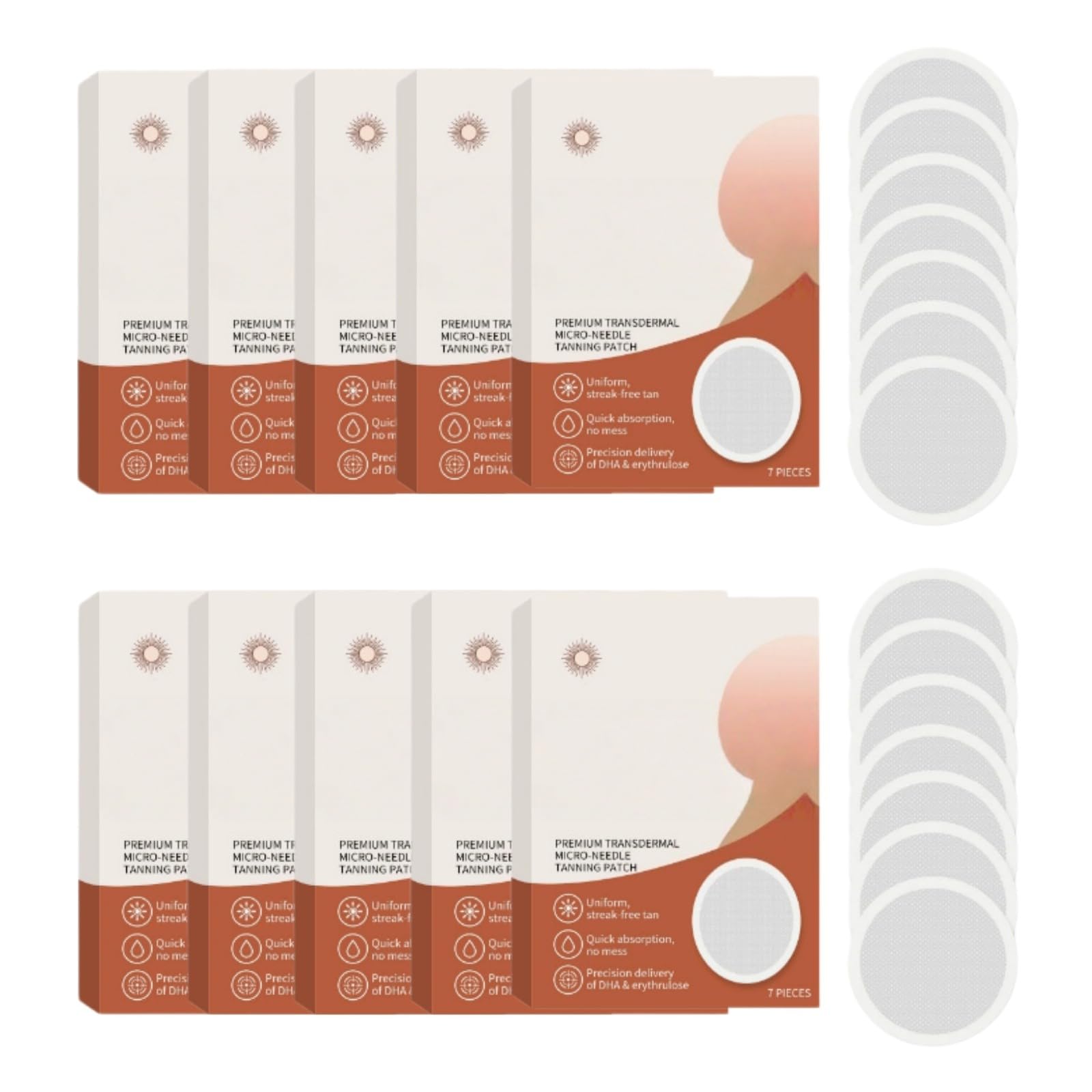 Łatki samoopalające z mikroigłami, łatka samoopalająca, plastry Sun-Free Glow, naturalna opalenizna bez słońca, mikroigły, z DHA i erytrrulozą, intensywne nawilżenie, odpowiednie do wszystkich typów