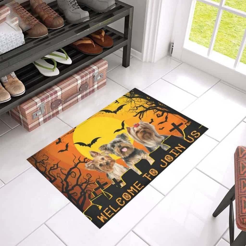 Paillasson extérieur entrée antidérapant avec motif Yorkshire de Halloween