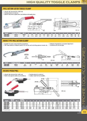 Miniatura 7 de HHIP 3900-0397 Abrazadera de palanca de base con brida de empuje y tracción con capacidad de sujeción de 400 lb