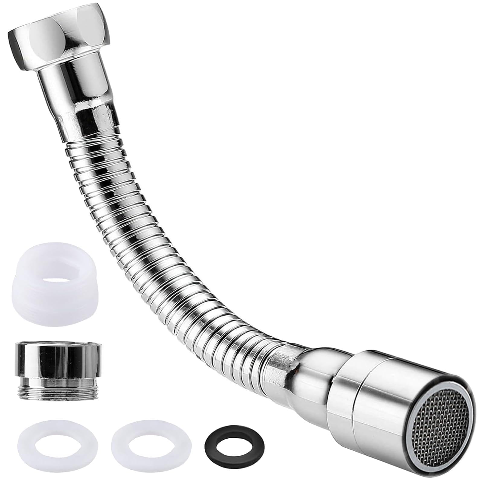 Extensor Grifo Cocina Adaptador Grifo Cocina Faucet Extender Giratorio 360 °con Adaptador y Junta Estanca, de Acero Inoxidable 304.Fácil de Instalar para Cocina y Baño(20cm)