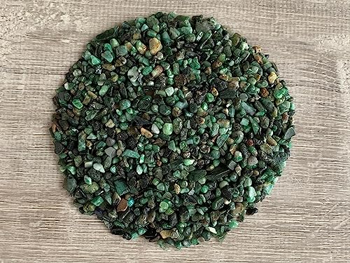 Emerald Chips – Natural Mini Emerald Stones, Crushed Undrilled Emerald, Semi-Tumbled Genuine Emerald (1 lb Bulk)