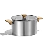 CAROTE Stainless Steel Stock Pot - 5.5 Quart Heavy Duty Induction Cooking Pot with Visible Lid for Pasta, Soup, Spaghetti, Bottom Big Stockpot, Deep Cookware for Canning, Boiling, Simmer