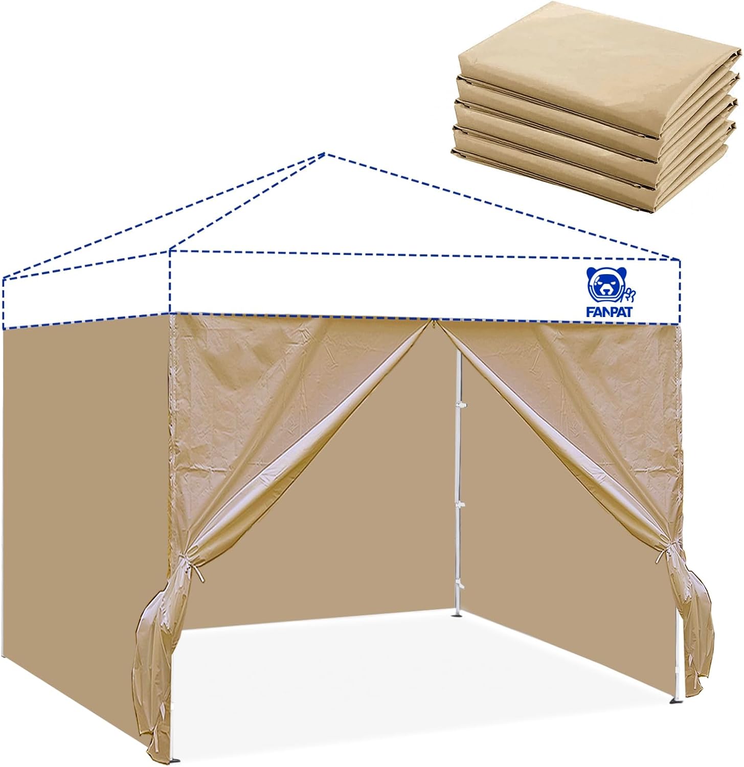 Instant Canopy Sidewalls for 10x10 Pop Up Canopy (4 pcs) Khaki