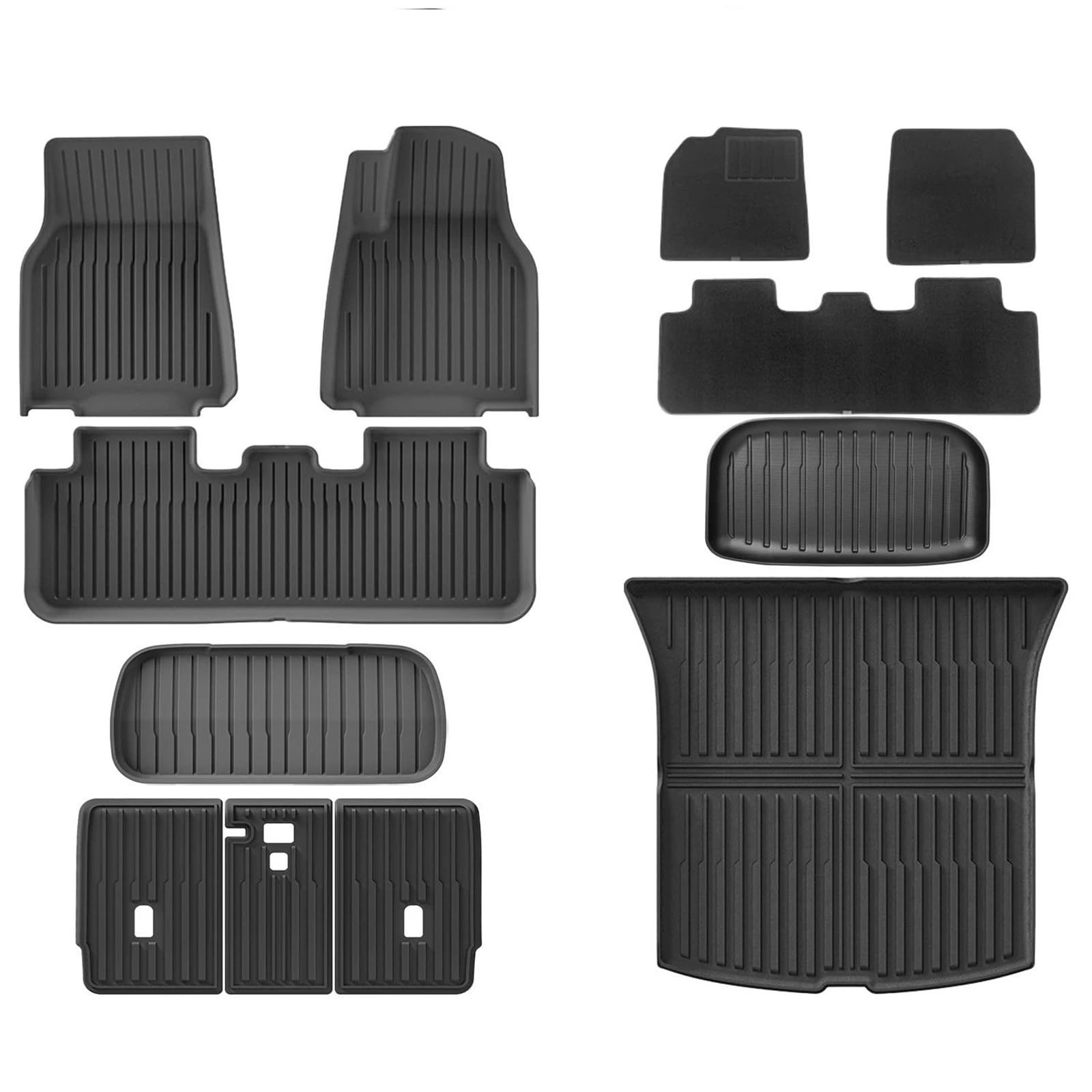 EQJSHL Floor Mat TPE Car Floor Mats For Tesla For Model Y For Launch For Juniper 2025+ Cargo Liner All Weather Trunk Mats Floor Liner Backrest Mats Full Set Anti Slip Mats(Black 14)