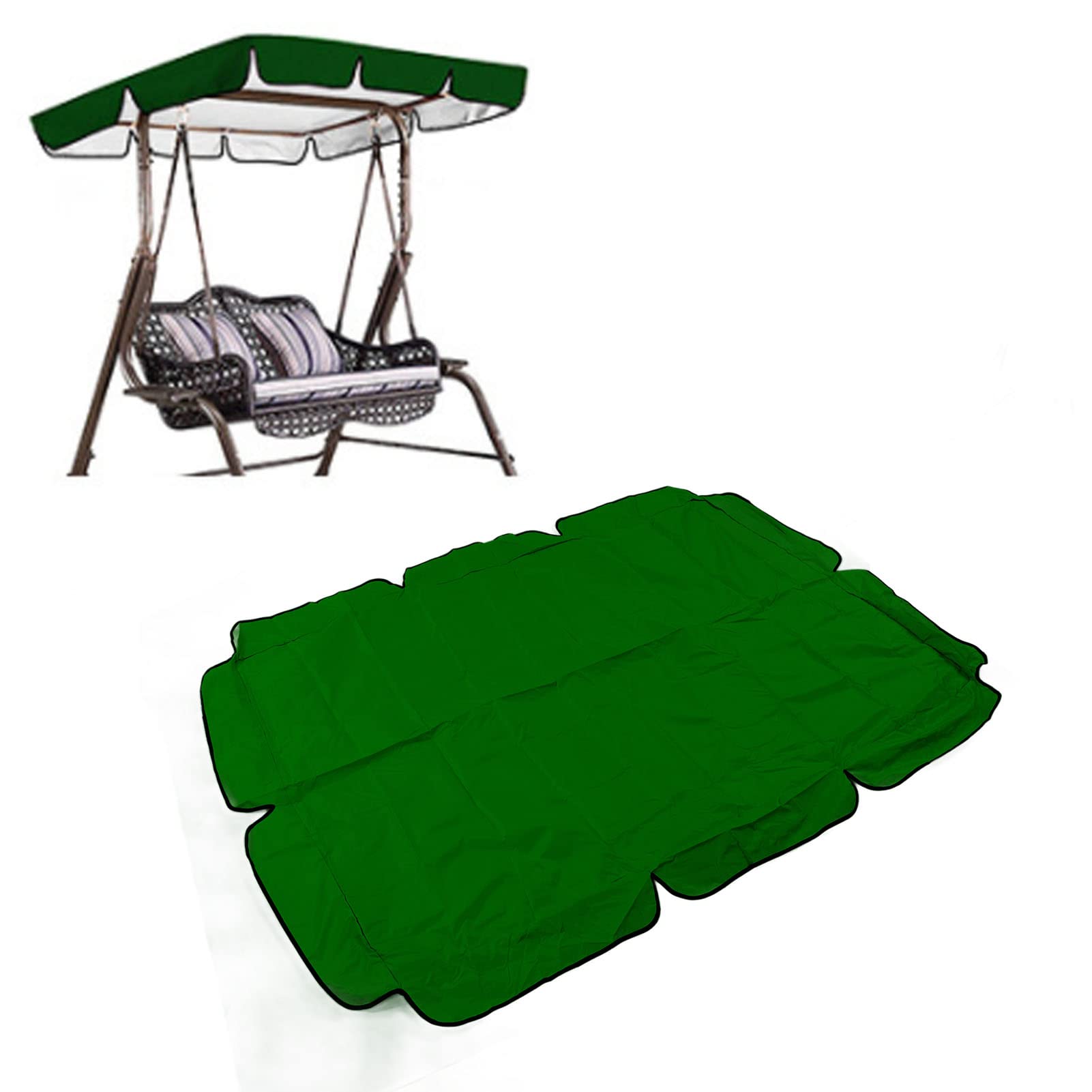 Buachois Outdoor Patio Swing Chair Canopy Replacement, 420D Silver Coated Oxford Fabric Swing Canopy for Outdoor Garden Patio (Green)