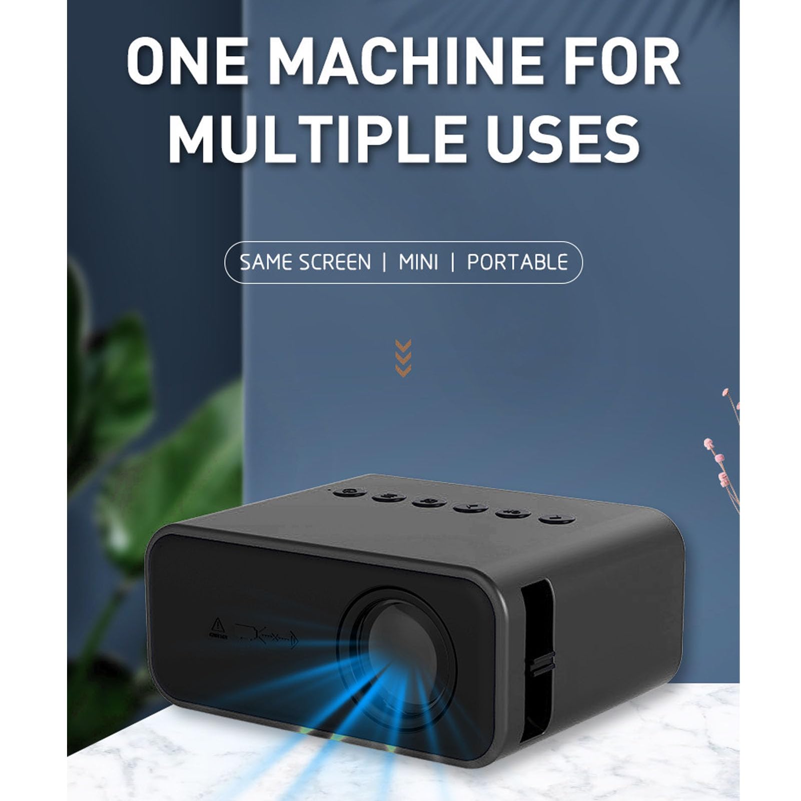 Luqeeg Projecteur sans Fil 1080P HD avec Haut-Parleur, Technologie D'imagerie Diffuse, Mini-Projecteur de Cinéma, Vidéoprojecteur Portable pour L'extérieur (Noir)
