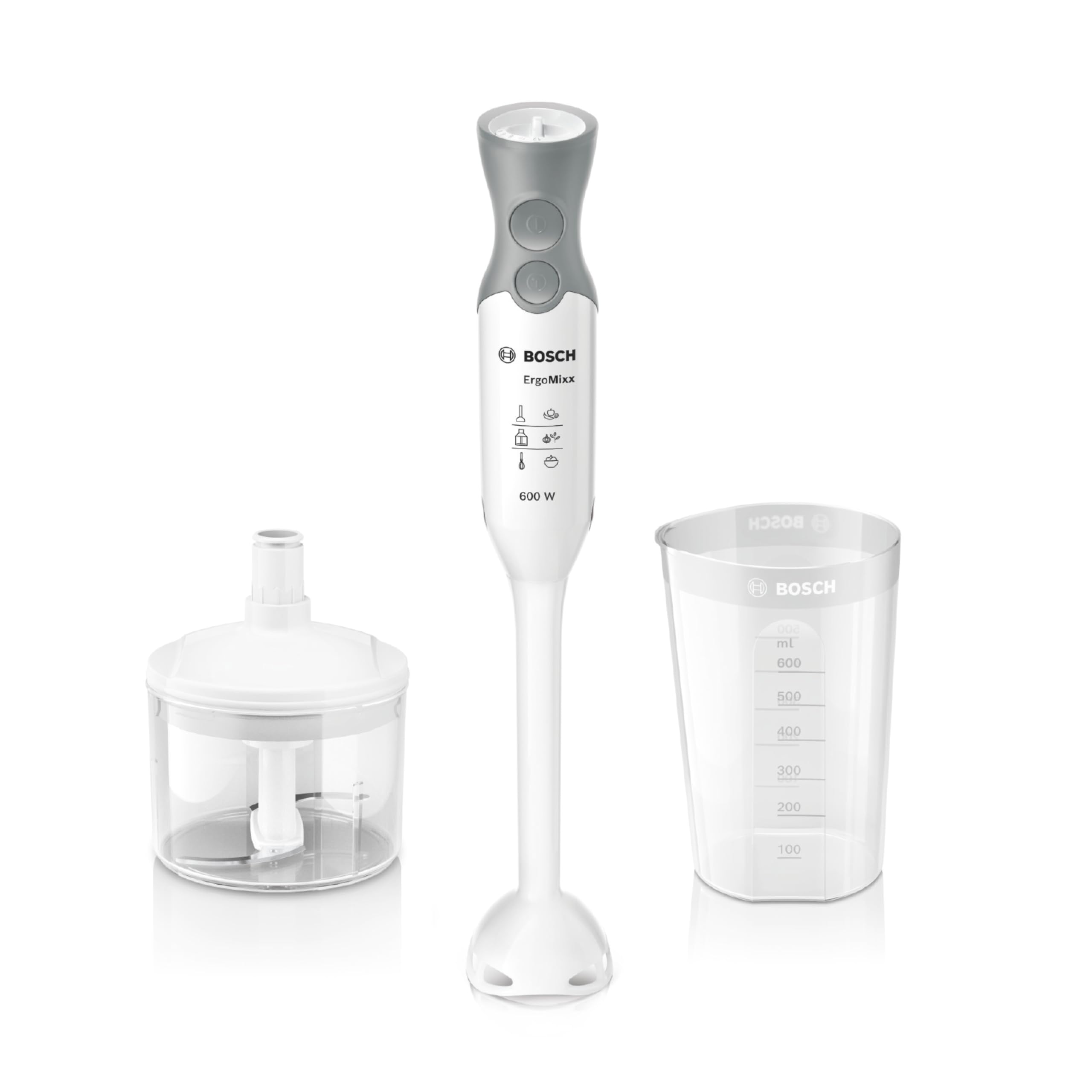 BOSCHErgoMixx MSM66020GB Hand Blender with mini chopper and beaker 600W - White