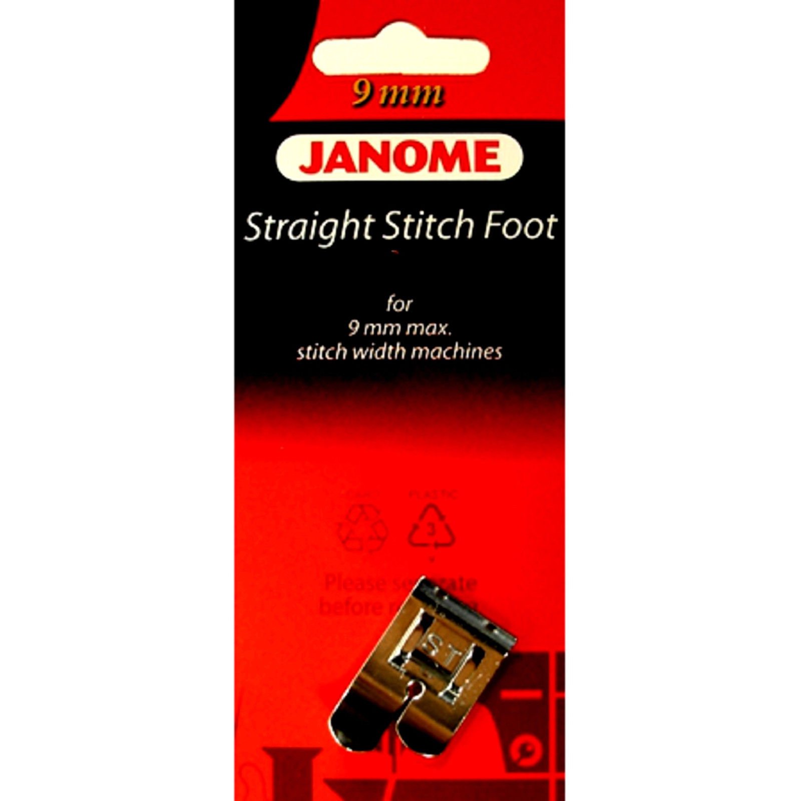 Straight Stitch Foot #202083009 for Janome 9mm Max Stitch Width Machines