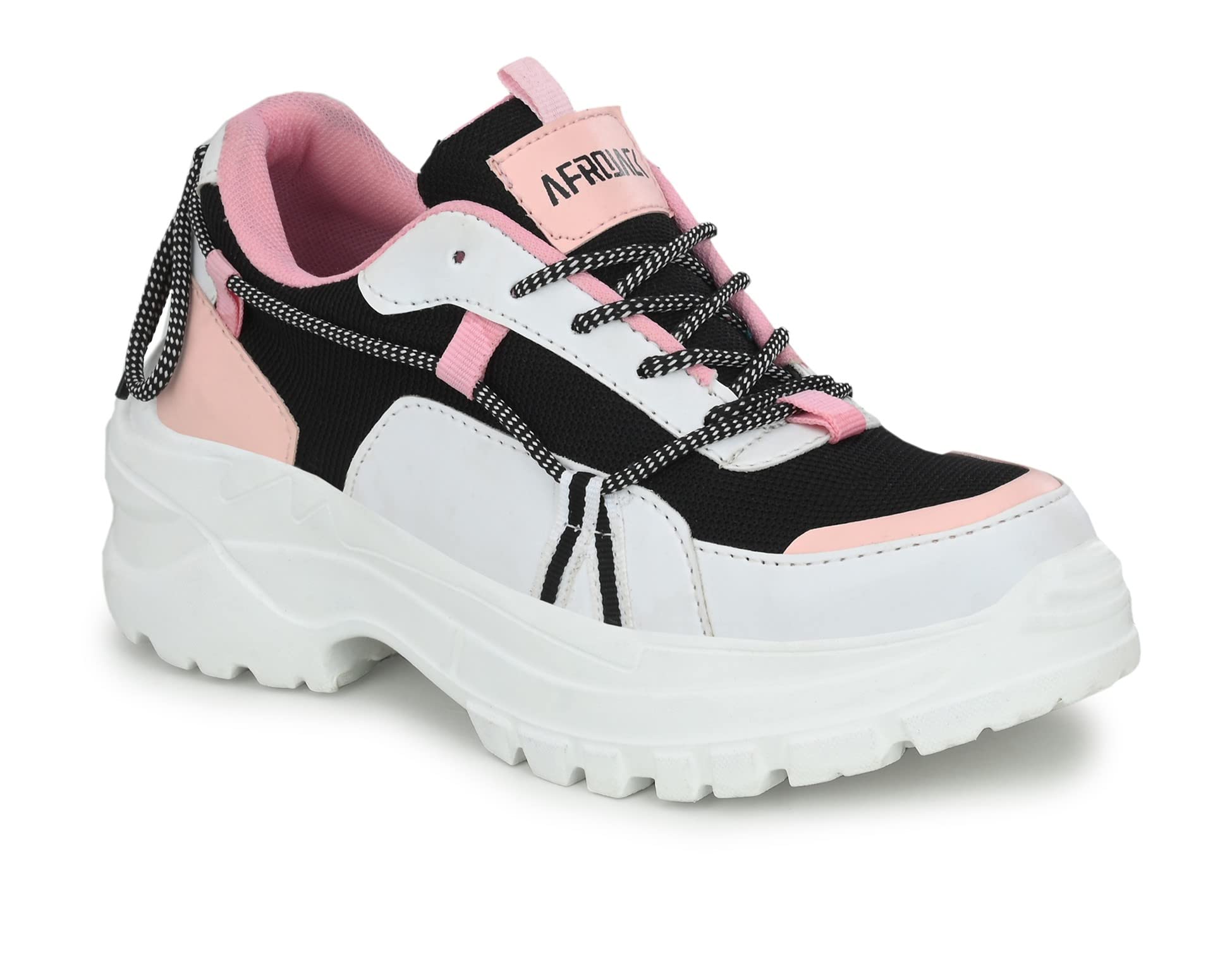 AFROJACK Womens Casual Shoes | Sneakers | Lace up| White & Pink Color | Lightweight Shoes w402 (B0BRSM9VYR) Amazon Price History, Amazon Price Tracker