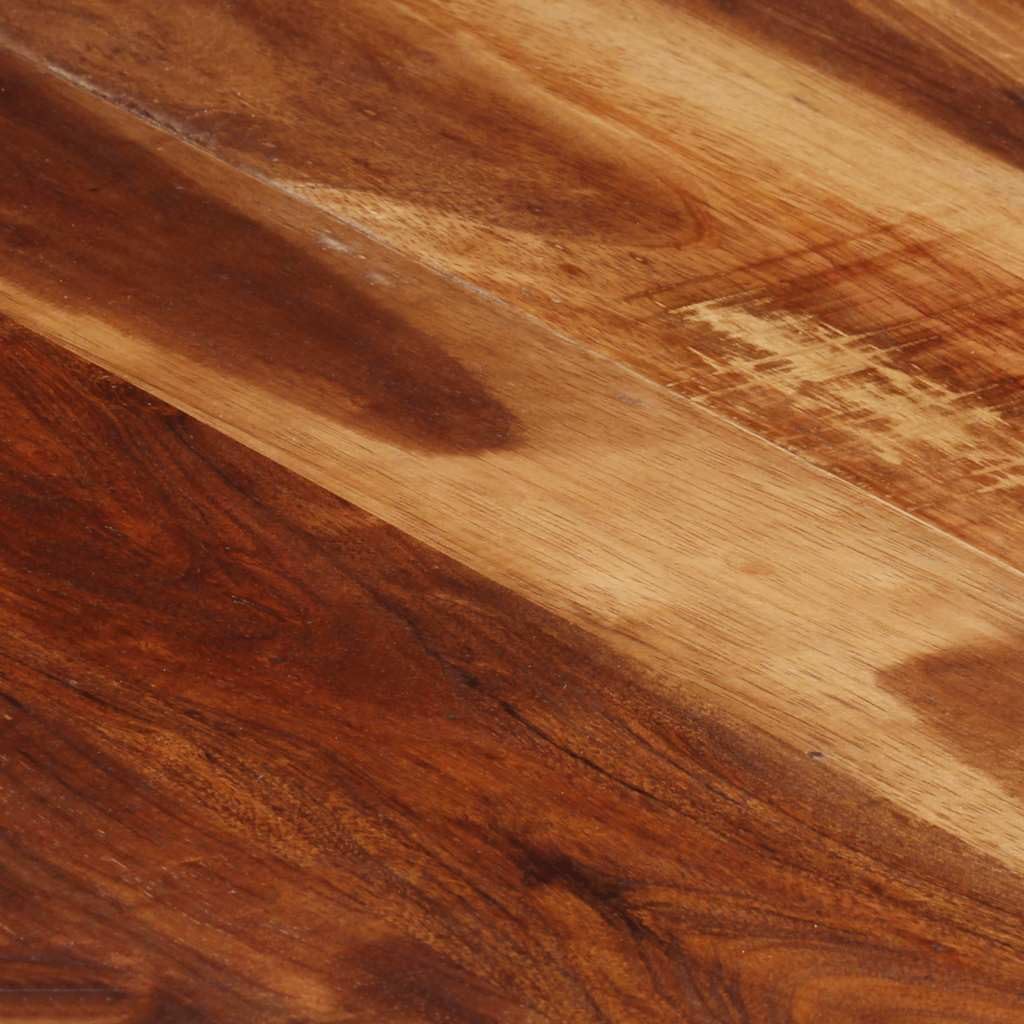 Mesa de centro industrial de 140 x 70 x 40 cm de madera maciza de acacia y madera de caucho, patas de acero con recubrimiento en polvo para mayor estabilidad, grano de madera natural, pieza