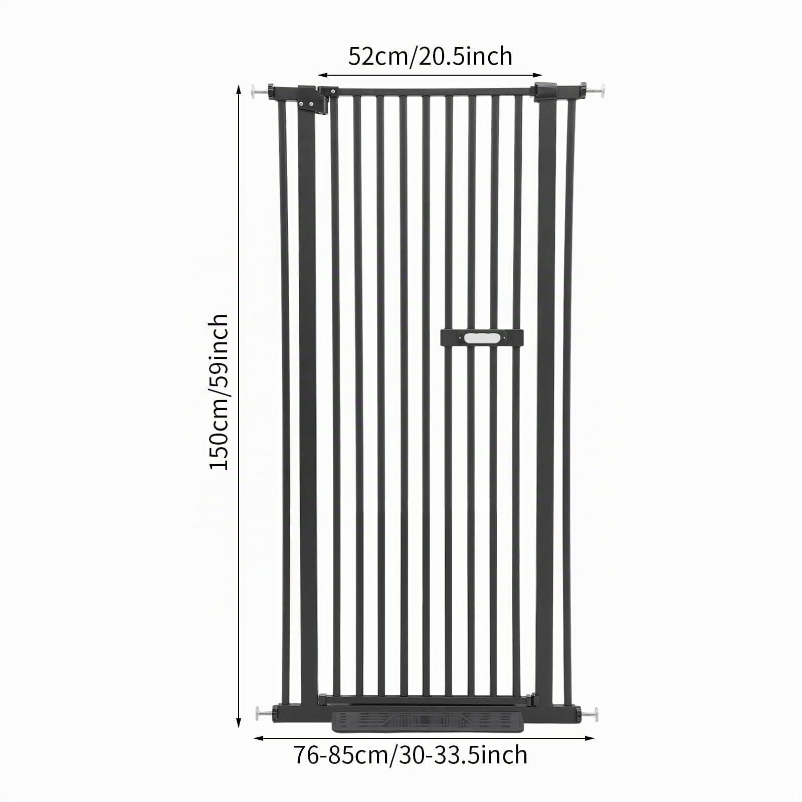 Barrera de protección, alta, 150 cm, para escaleras, para perros y gatitos, en metal, con cierre automático, para niños, negra, 150 cm