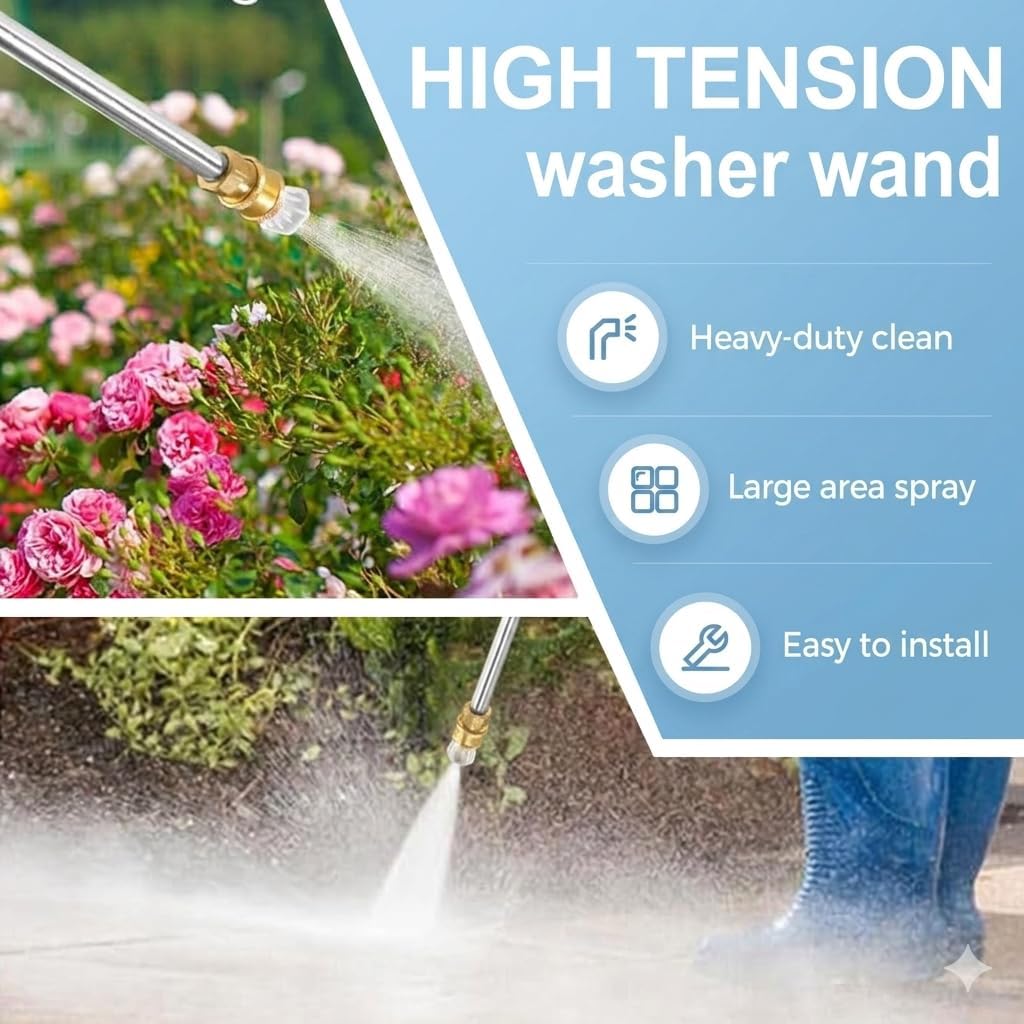 Amazpro Jet Nozzle Power Washer for Garden Hose, 2026 Pressure Washer Wand with 3 Interchangeable Nozzles, Pressure Washer Nozzle for Car Washing Patio Garden Outdoor Cleaning
