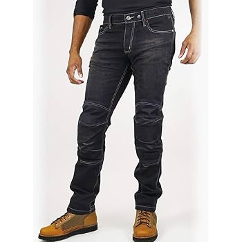 バイク用パンツ ブラック デニム レザー HIGH QUALITY レザーパンツ 本革 メンズ バイク リアルレザー