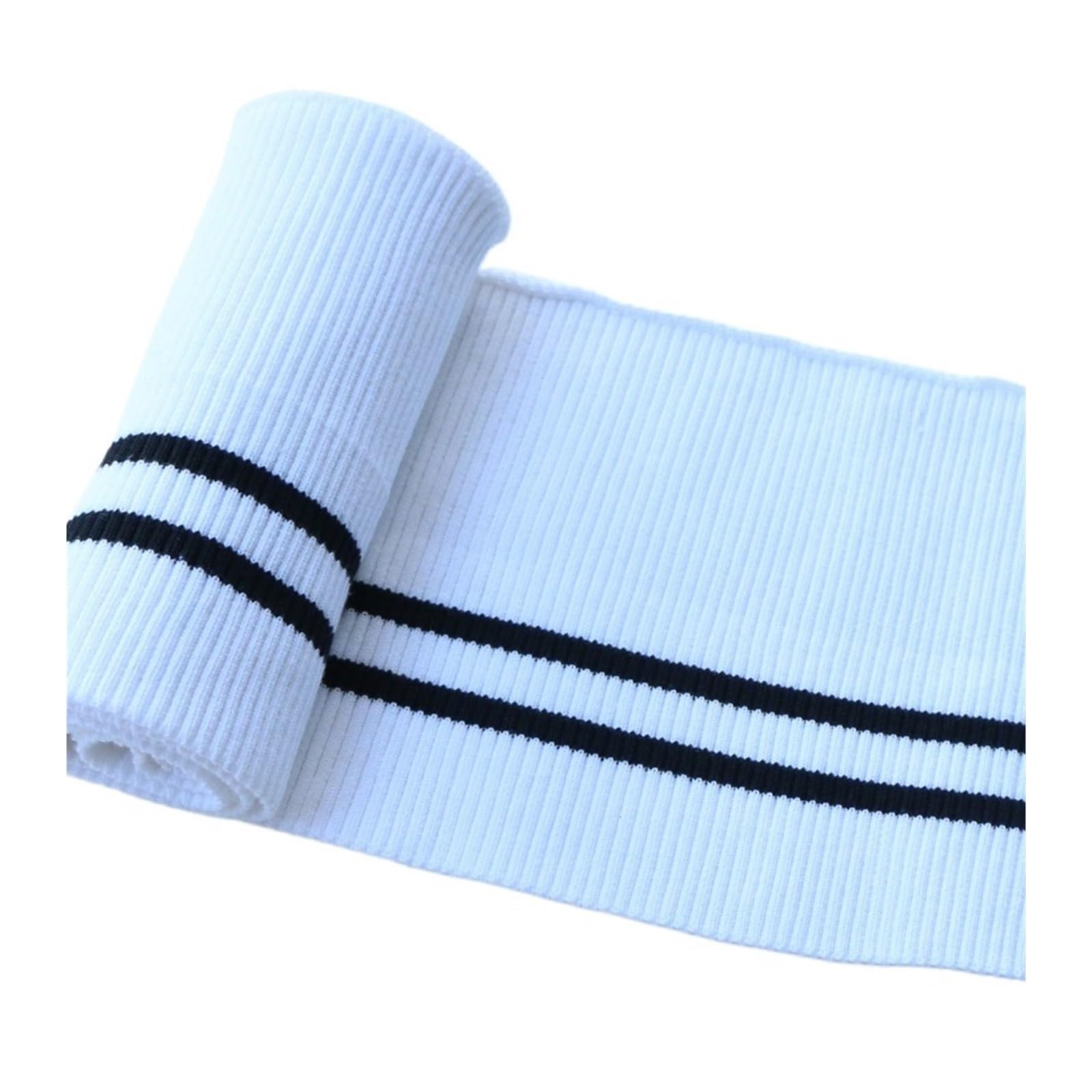 Ribbed Knit Cuff Cotton Spandex Stretch Knit Cuff Waistband Leg Arms Rib Trim Jersey Baseball Ribbed Fabric(White)