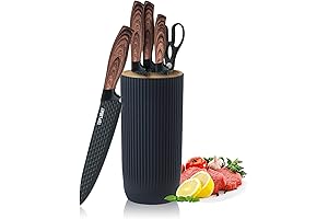 Retrosohoo Black 6-Piece Knife Set for Professional Kitchen Chefs