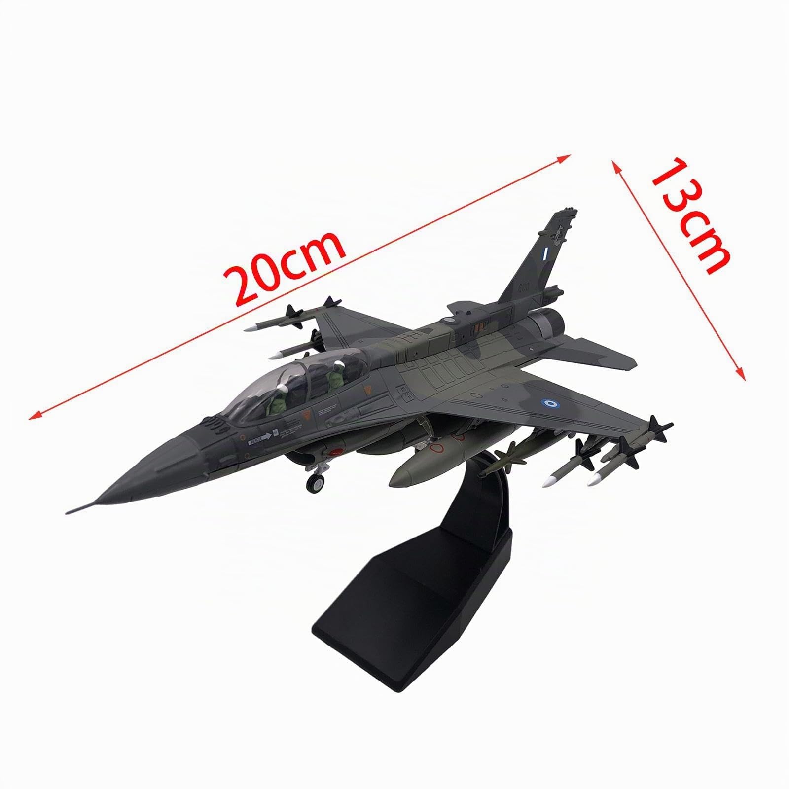 Simulación 1:72 Modelo de avión F16 con Soporte de exhibición, Modelo de avión Retro de Recuerdo para Estante, Mueble de TV, Sala de Estar y hogar