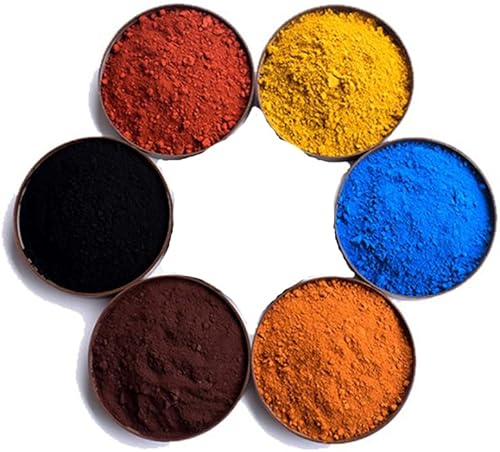 UMID Grado cosmético, polvo de óxido de hierro, paquete de 6, pigmento de hormigón, mortero, óxido negro, amarillo, rojo, azul, naranja y marrón, disponible en Yaxa Colombia