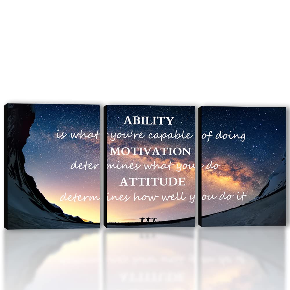 Motivational Quotes Wall Art for Office Framed Posters Prints 3 Piece Inspirational Wall Art Artwork Wall Decor Quotes Framed Wall Art Paintings for Wall Decorations Apartment Home Decor(36" Wx16 H)