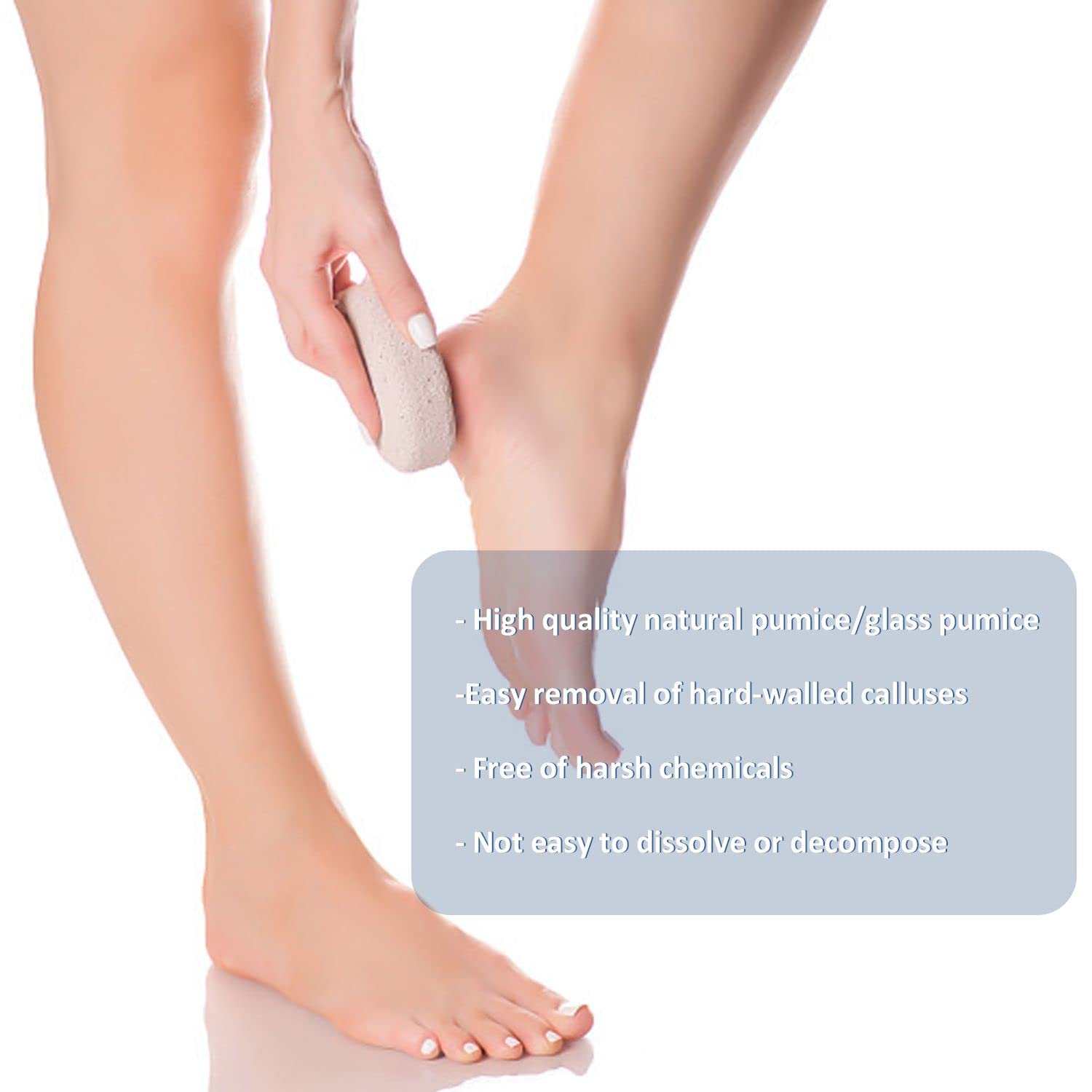 4 pietre pomice per piedi, include 2 pietre pomice naturale, 2 pietre di vetro per pedicure a doppio lato, per esfoliazione di piedi e mani per rimuovere la pelle morta