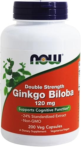 Now Foods Ginkgo Biloba doble resistencia 120 mg 200 cápsulas vegetales