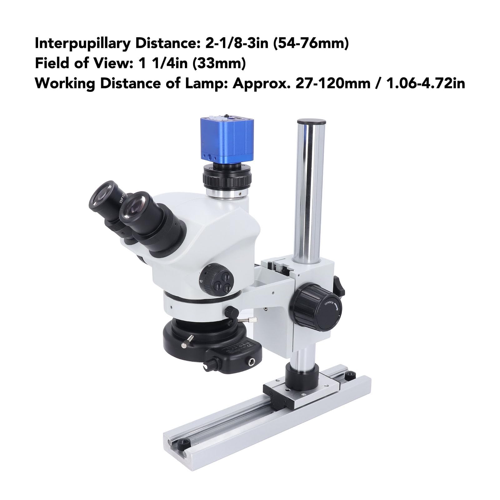 Trinokulares Stereomikroskop, Trinokulares Zoommikroskop mit 24-Megapixel-Kamera, 1080P-Video, 7- Bis 50-fache Vergrößerung, für die Elektronikreparatur, Schmuckuhrmacherei (EU-Stecker)