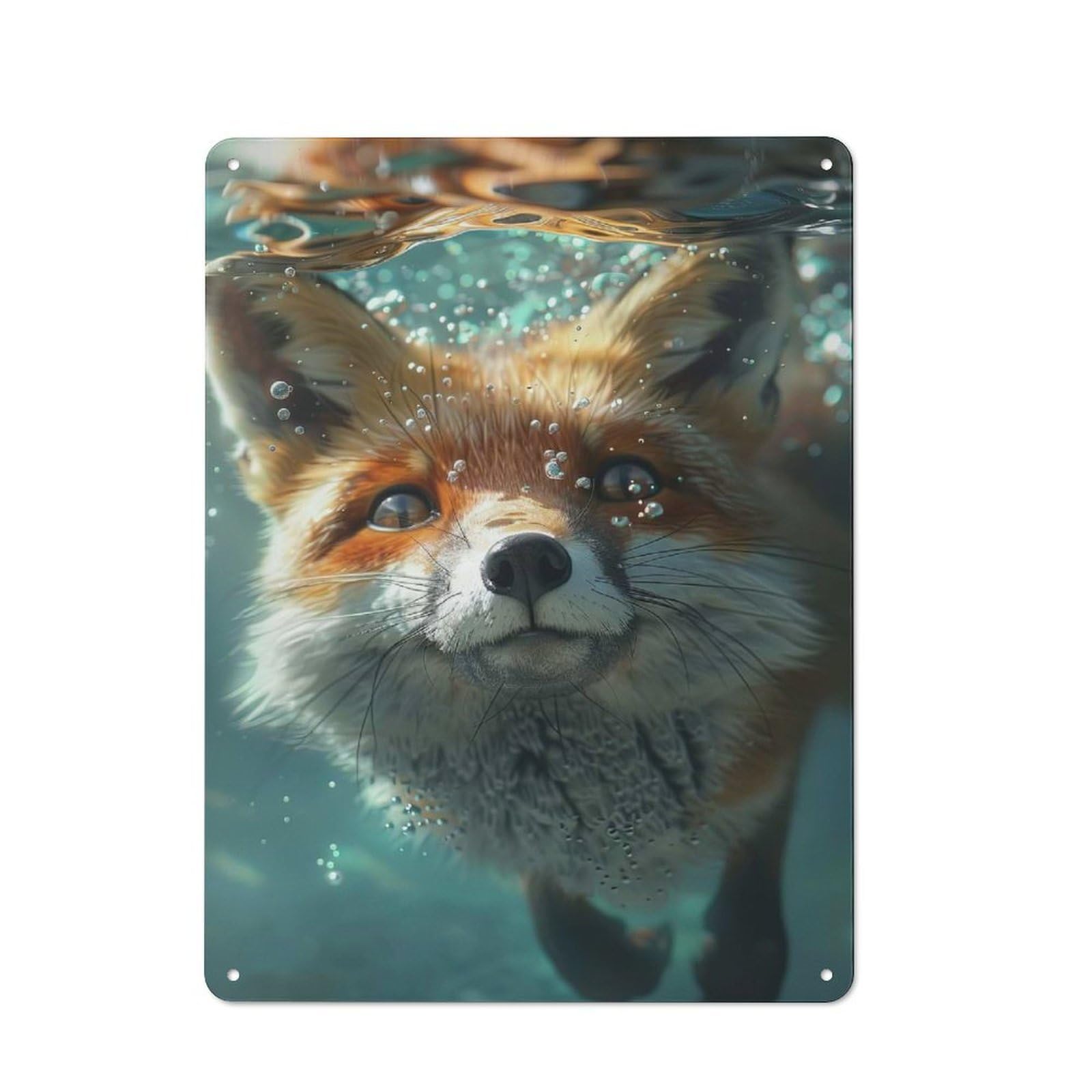 Junmoney Fox Sea Rustic Metal Plaque 40X30cm For Studio Or Craft Room, Suited To Craft Room Decorators