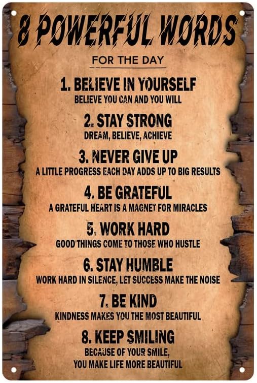 Motivational Metal Posters, Positive Affirmations Wall Decor,Inspirational Wall Art, Quotes Tin