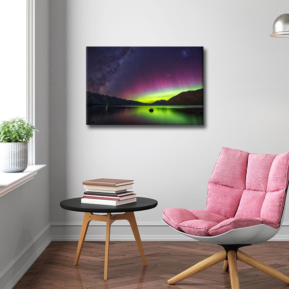 Canvas Wall Art for Living Room Milky Way Modern Home Decor Aurora Australis HD Printed Posters Artwork for Bedroom Office Nature Landscape Wall Art Painting Pictures Ready to Hang - Image 3