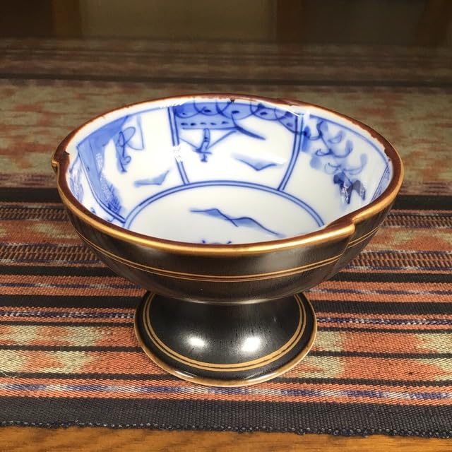 有田焼 吉右衛門 3代目 原田吉泰 『染付天目四君子』 高台鉢 5枚